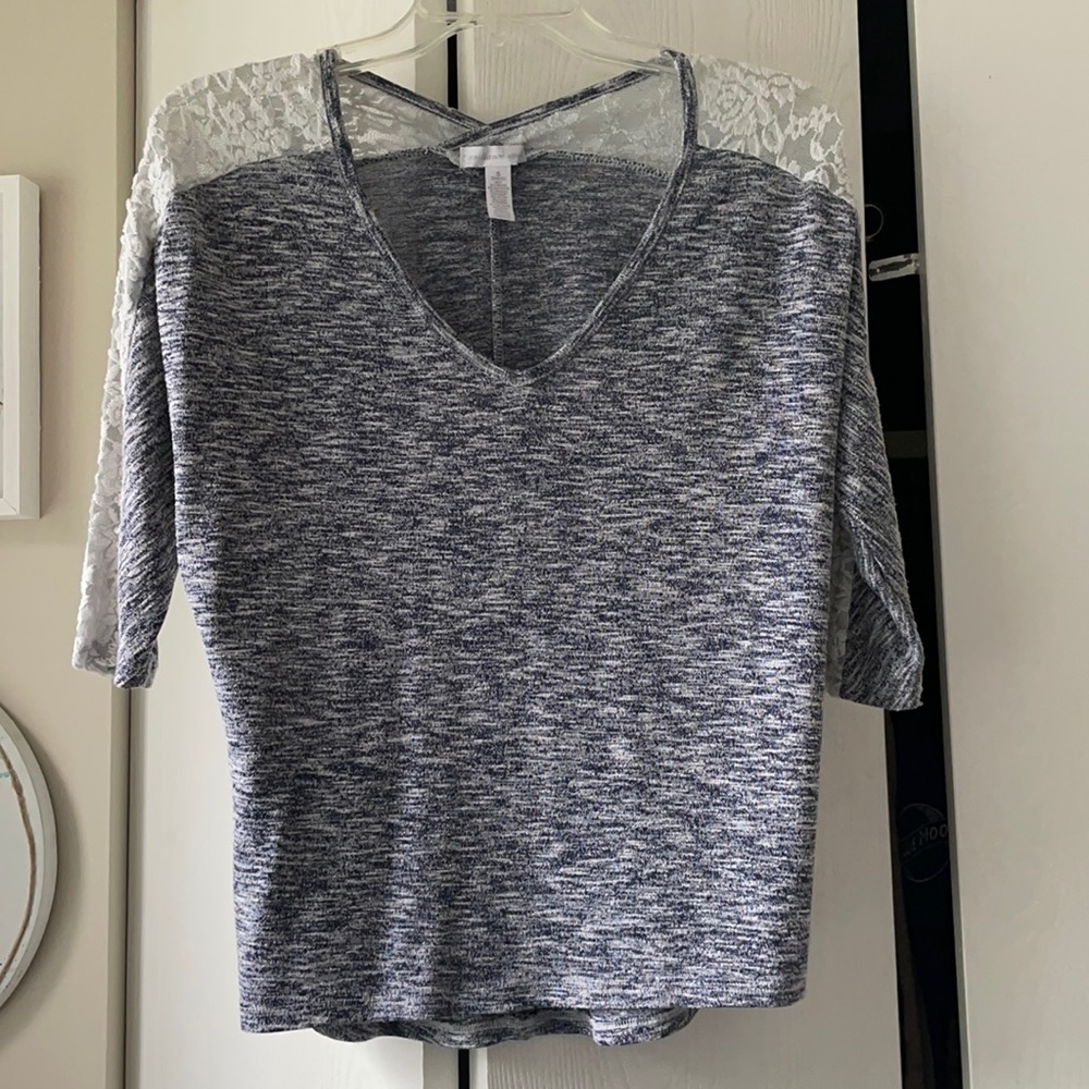 ☀️3/$20 Lace Accent Dress Shirt